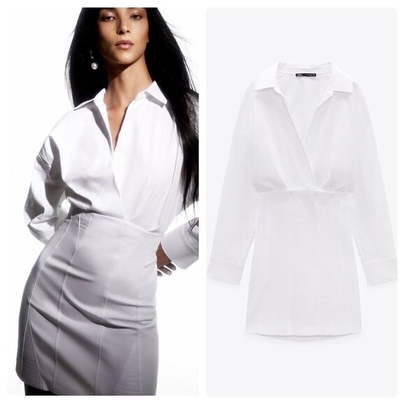 Zara White Poplin Dress New - Picture 2 of 6